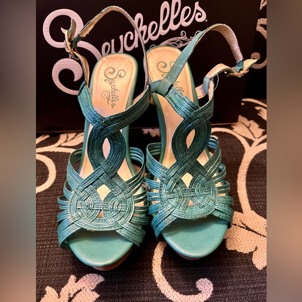 Turquoise Seychelles Wedges